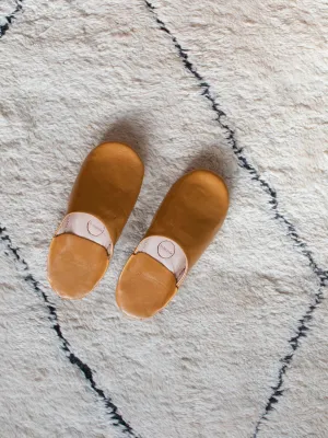 Moroccan Babouche Basic Slippers, Ochre