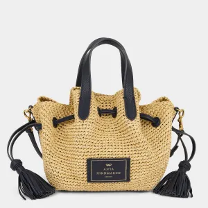 Raffia Drawstring Small Cross-body Tote