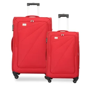 THE CLOWNFISH Combo of 2 Farren Series Luggage Polyester Softcase Suitcases Varied Sizes Four Wheel Trolley Bags - Red (76 cm, 56 cm)