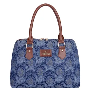 THE CLOWNFISH Montana Series Handbag for Women Office Bag Ladies Purse Shoulder Bag Tote For Women College Girls (Blue-Floral)