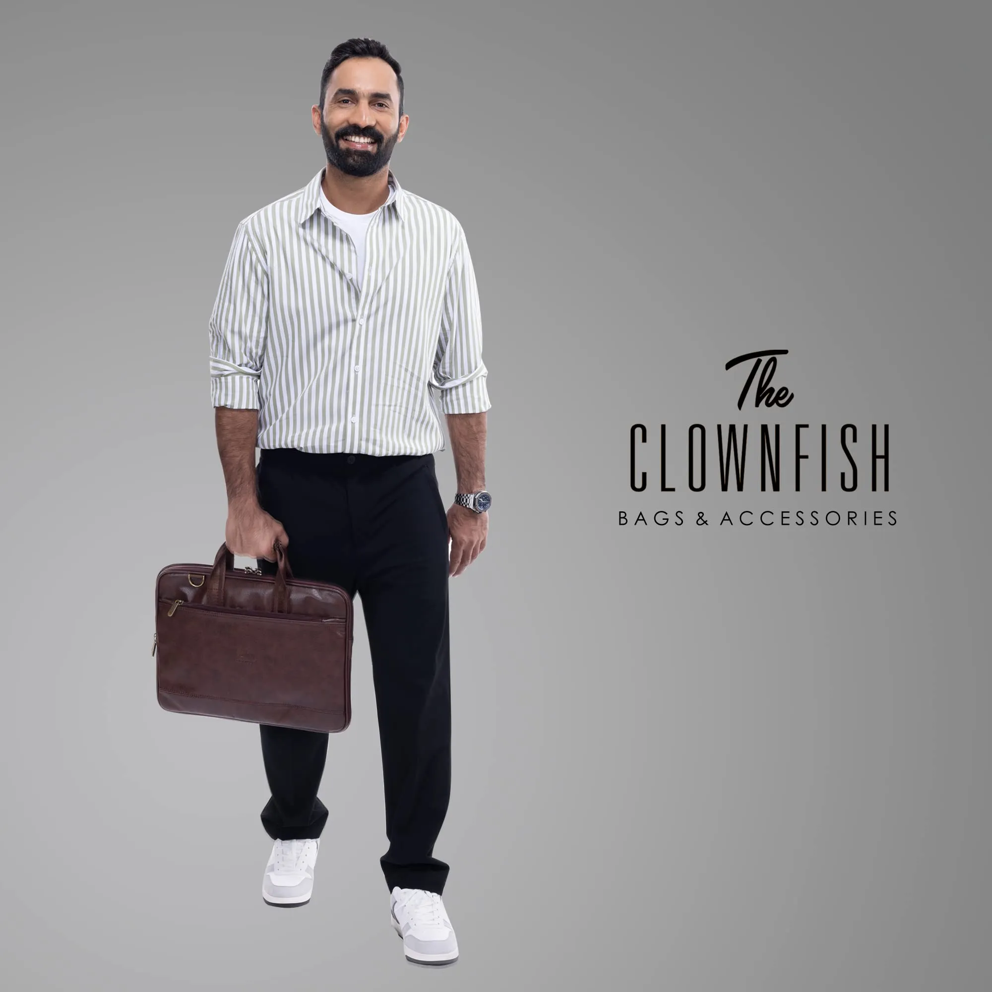 The Clownfish Onyx Faux Leather Unisex 15.6 inch Laptop Messenger Bag Briefcase (Black)