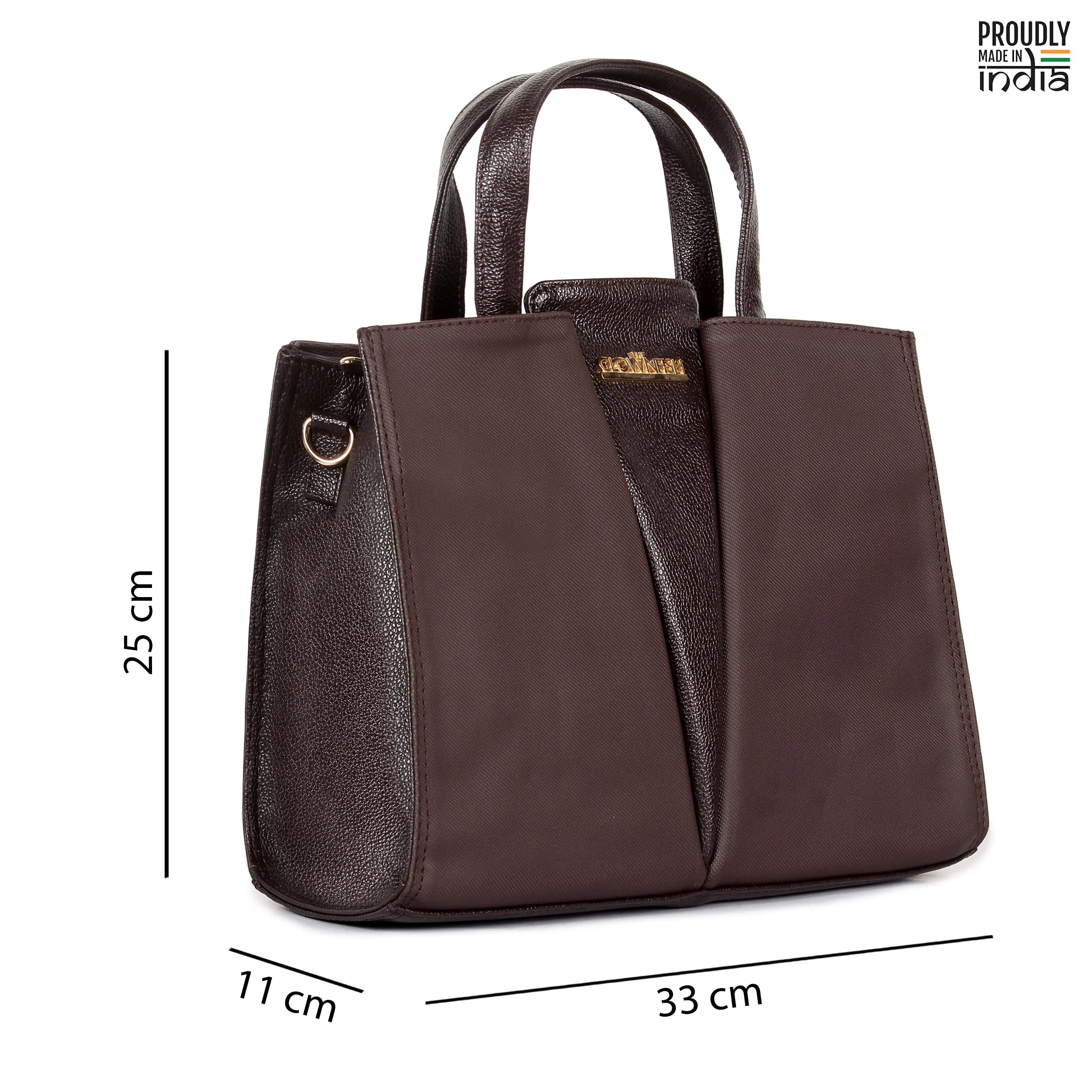 The Clownfish Valencia Handbag for Women Office Bag Ladies Shoulder Bag Tote for Women College Girls (Chocolate Brown)