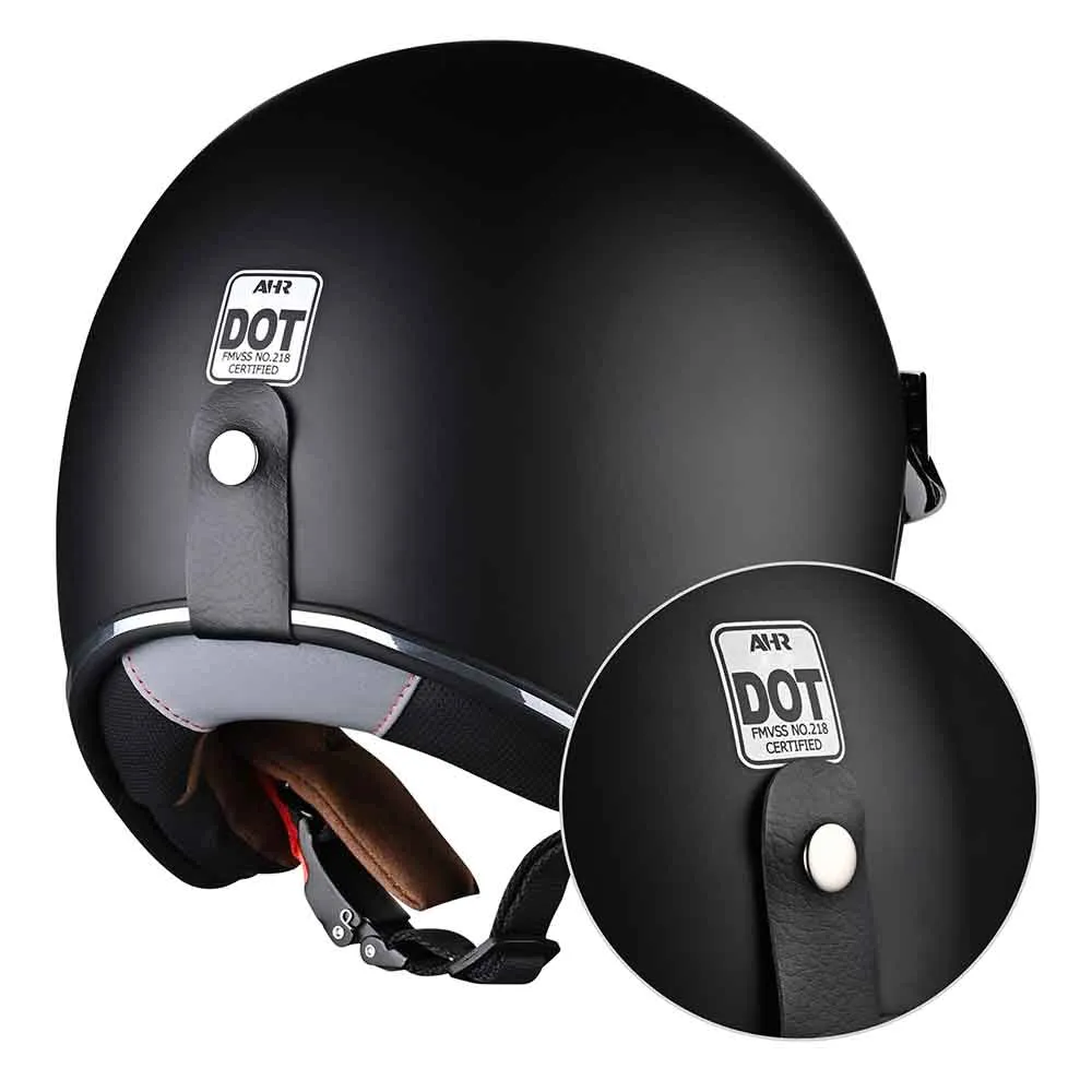 TheLAShop Open Face Helmet with Visor 3/4 DOT Matte Black