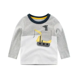 Toddler Boy's Long Sleeve Cartoon Truck Pattern T-shirt