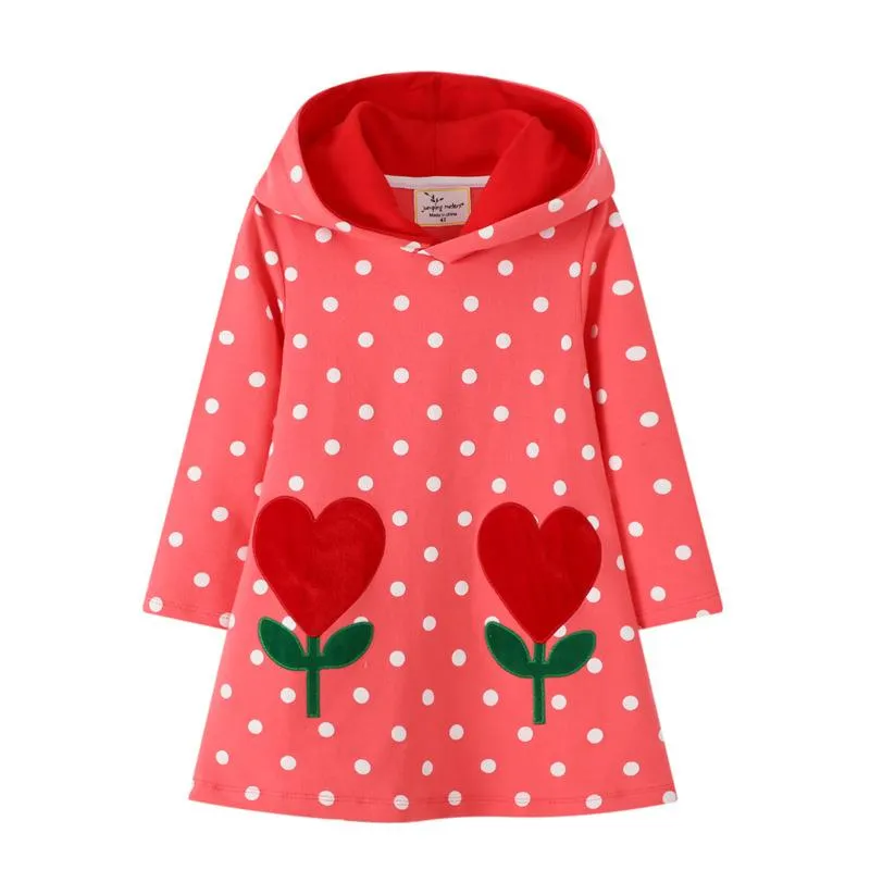 Toddler Girls Red Flowers Pattern Dress