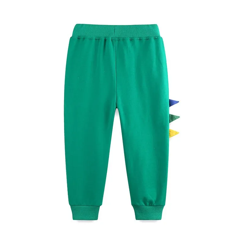 Toddler/Kid Boy Rhino Embroidery Green Pants