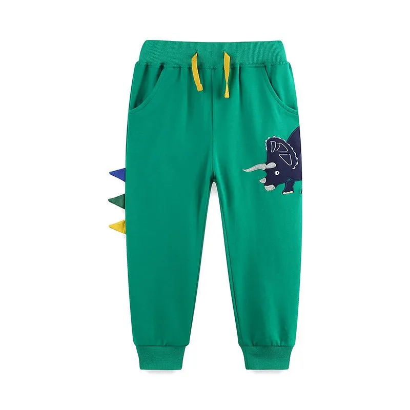 Toddler/Kid Boy Rhino Embroidery Green Pants