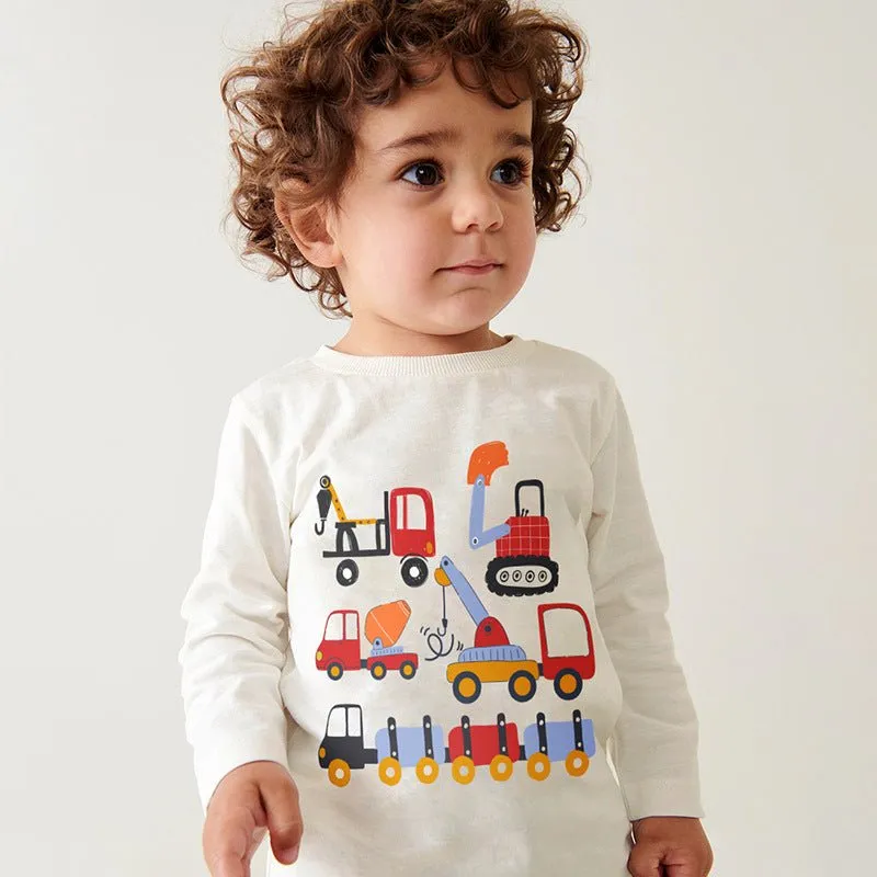 Toddler/Kid Boy Vehicle Design Long Sleeve Shirt with Pants Set