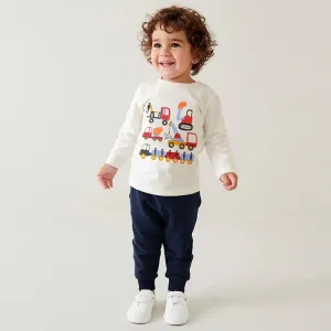 Toddler/Kid Boy Vehicle Design Long Sleeve Shirt with Pants Set