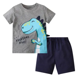 Toddler/Kid Boy's 3D Cartoon Dinosaur T-shirt with Shorts Set