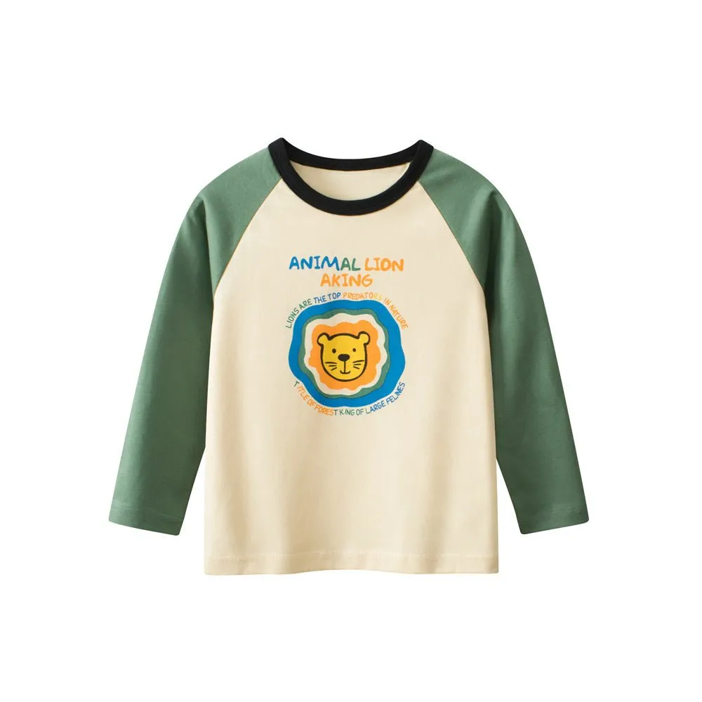 Toddler/Kid Boy's Animal Lion Print Long Sleeve Shirt