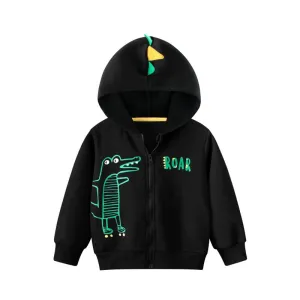 Toddler/Kid Boy's Cartoon Dinosaur Design Black Jacket