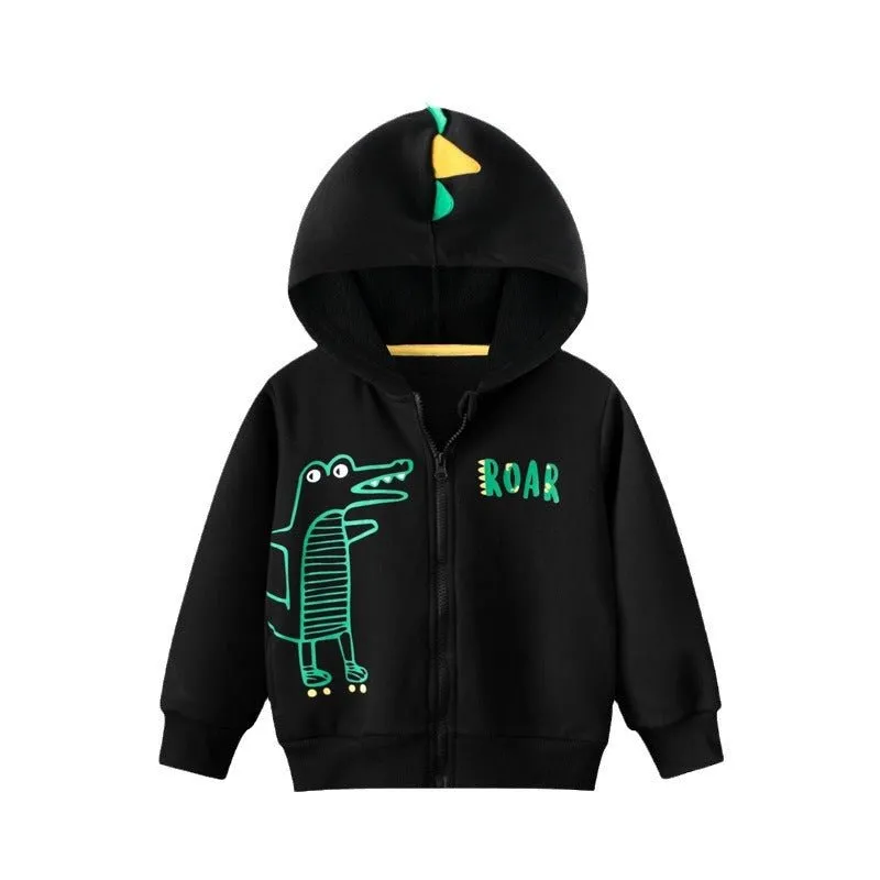 Toddler/Kid Boy's Cartoon Dinosaur Design Black Jacket