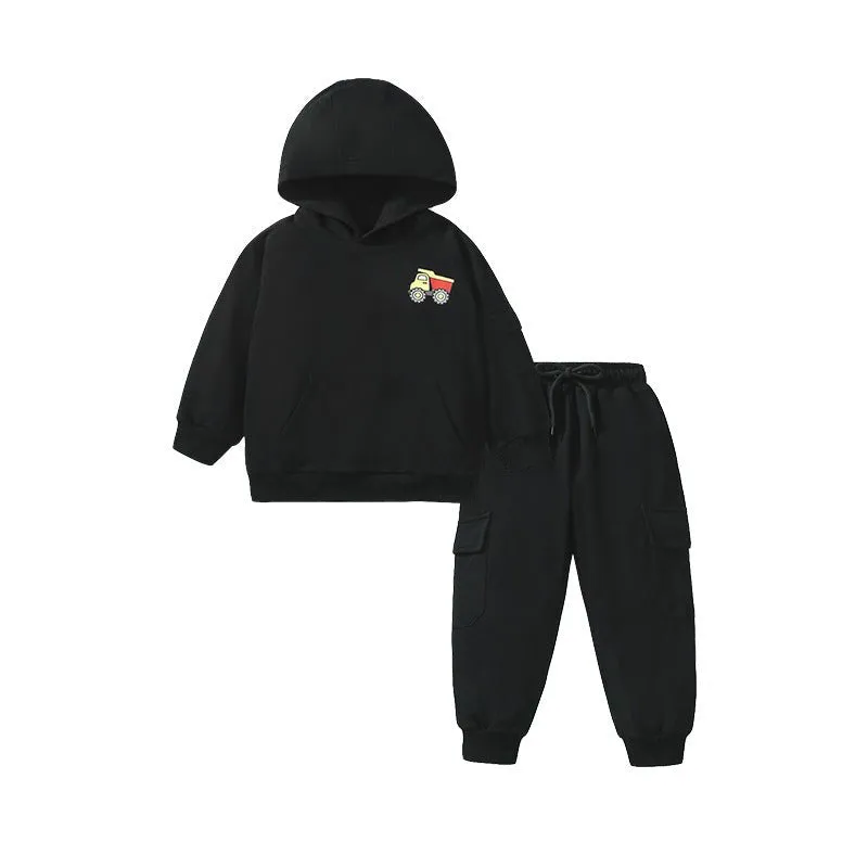 Toddler/Kid Boy's Cartoon Truck Print Design Sweatshirt with Pants Set