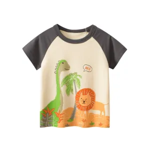 Toddler/Kid Boy's Dino with Lion Print Design Cotton Tee