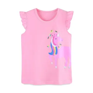 Toddler/Kid Girl's Cartoon Unicorn Design Pink T-Shirt