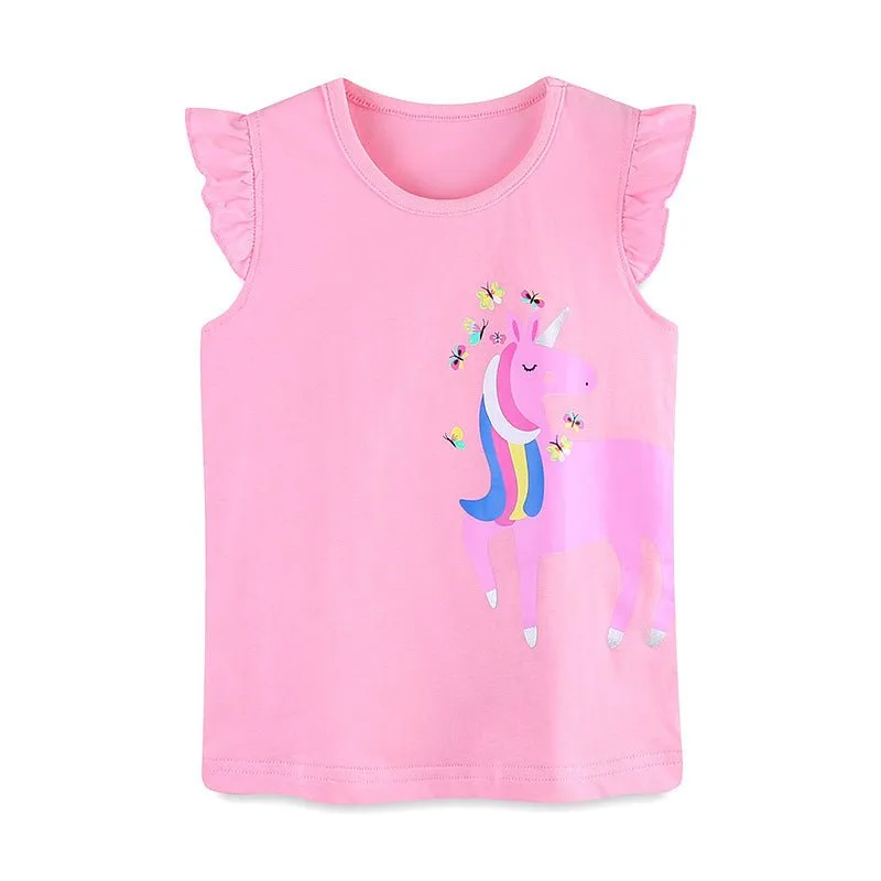 Toddler/Kid Girl's Cartoon Unicorn Design Pink T-Shirt