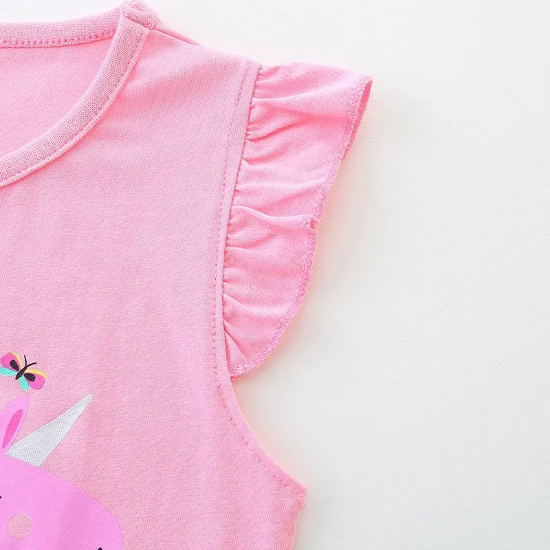 Toddler/Kid Girl's Cartoon Unicorn Design Pink T-Shirt