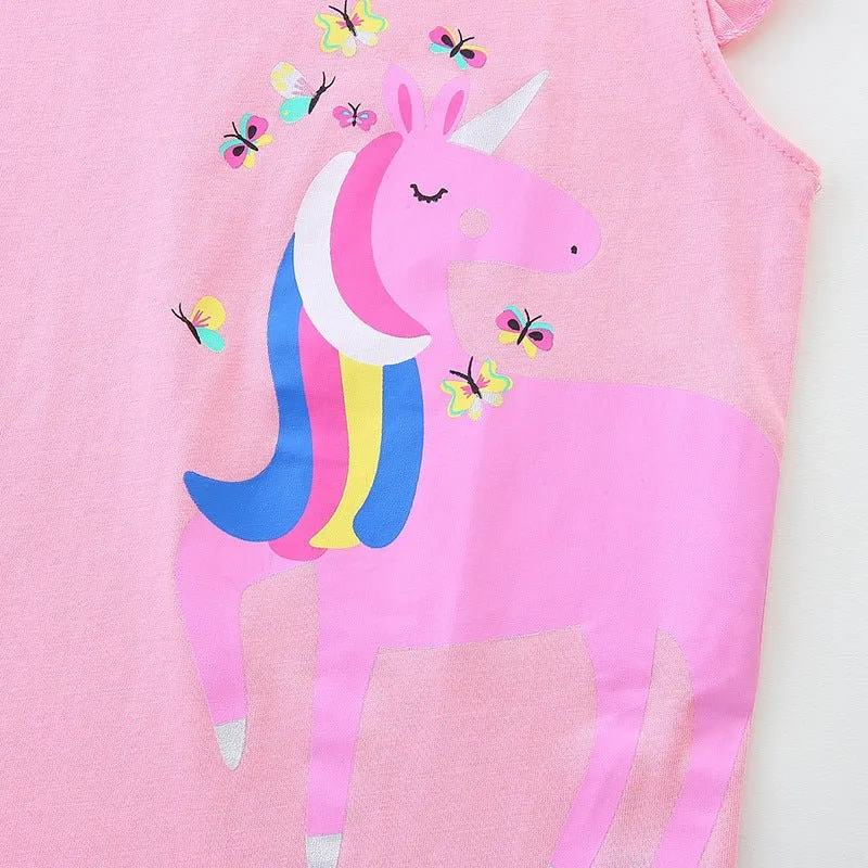 Toddler/Kid Girl's Cartoon Unicorn Design Pink T-Shirt