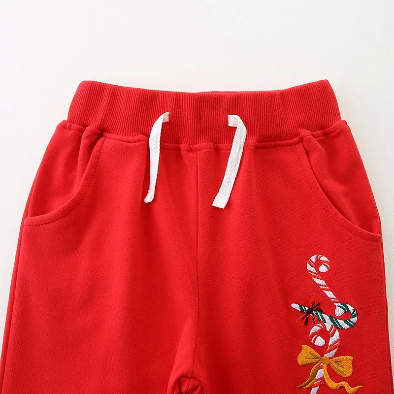 Toddler/Kid Girl's Christmas Penguin Embroidery Pants