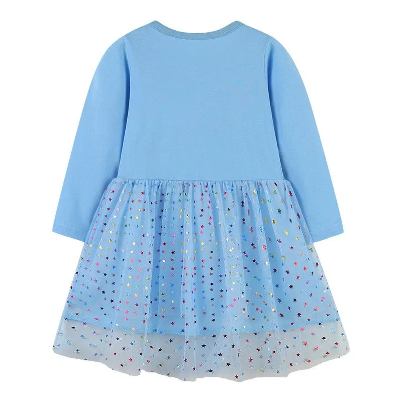 Toddler/Kid Girl's Colorful Stars Confetti Long Sleeve Dress