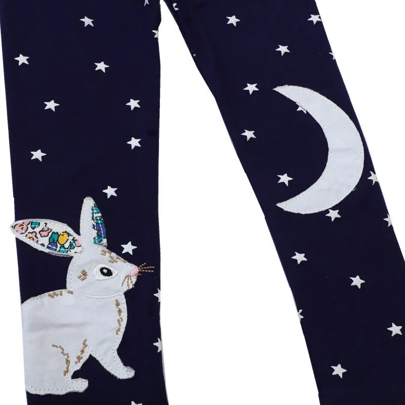 Toddler/Kid Girl's Moon with Rabbit Design Leggings