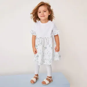 Toddler/Kid Girl's Short Sleeve Floral Print Dress with Leggings Set