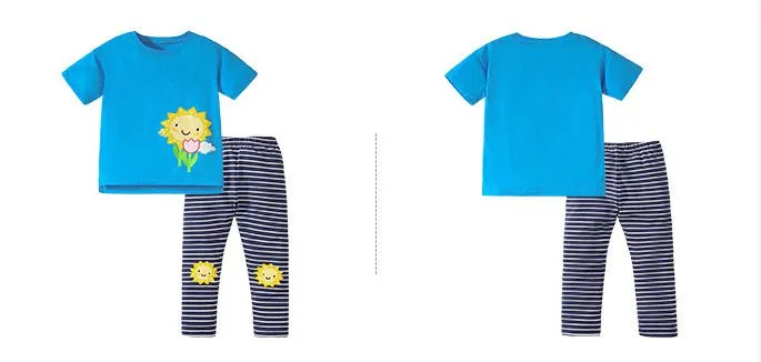 Toddler/Kid Girl's Short Sleeve Sunflower Design Tee with Leggings Set