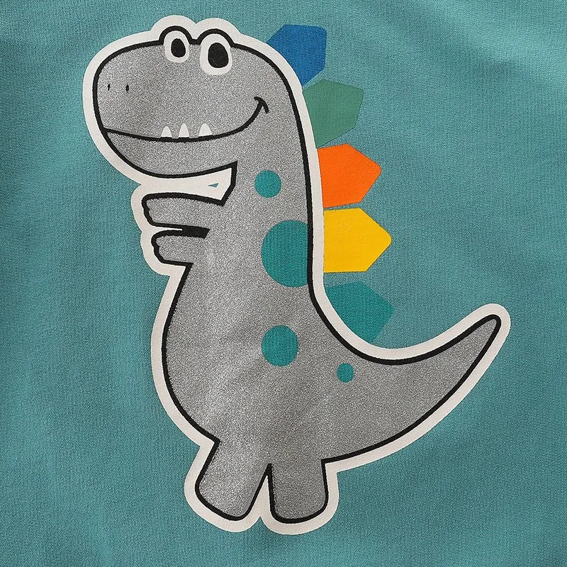 Toddler/Kid Smiley Dinosaur Teal Sweatshirt