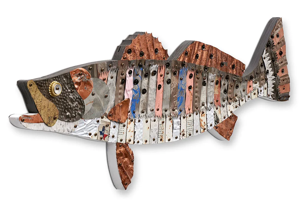 TROPHY FISH (SPECKLED TROUT) original mixed media wall sculpture