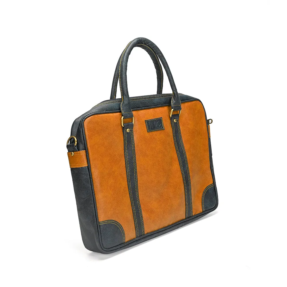 Two-Tone Leather Laptop Bag for Professionals