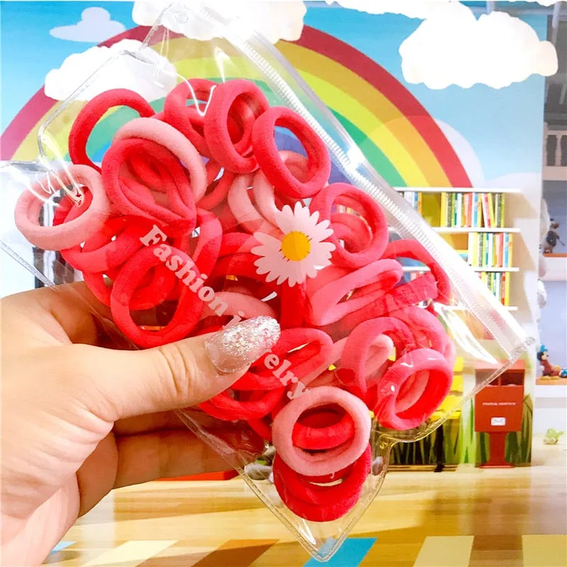 Wenkouban 50Pcs/Bag Colorful Nylon Small Rubber Band For Girl Fashion Children Tie Ponytail Holder Elastic Scrunchie Kids Hair Accessories