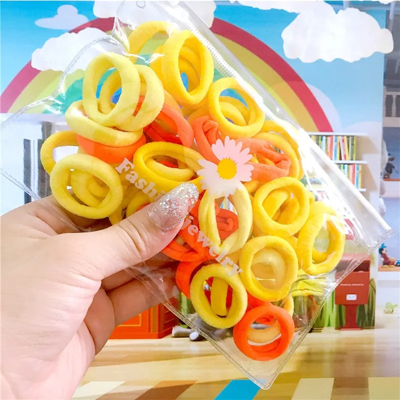 Wenkouban 50Pcs/Bag Colorful Nylon Small Rubber Band For Girl Fashion Children Tie Ponytail Holder Elastic Scrunchie Kids Hair Accessories