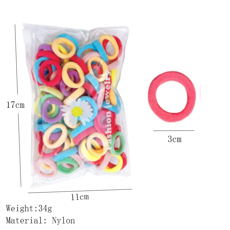 Wenkouban 50Pcs/Bag Colorful Nylon Small Rubber Band For Girl Fashion Children Tie Ponytail Holder Elastic Scrunchie Kids Hair Accessories