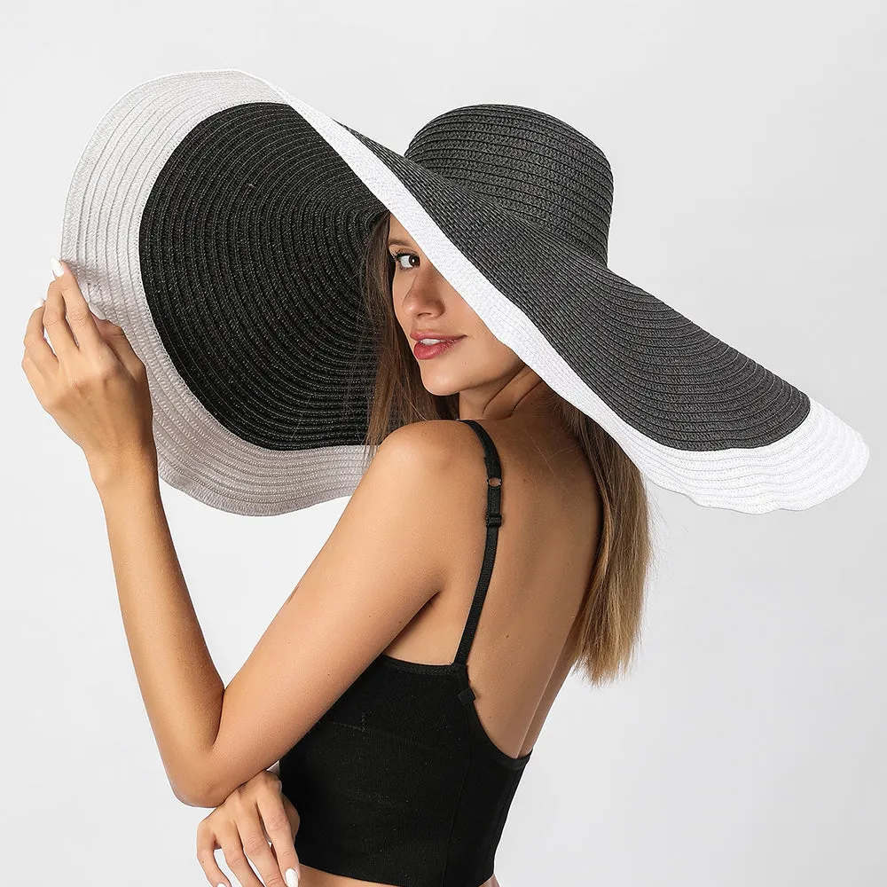 Women Summer Sun Protection Straw Hat Beach Oversized Brim Big Floppy Folding Sun Hat