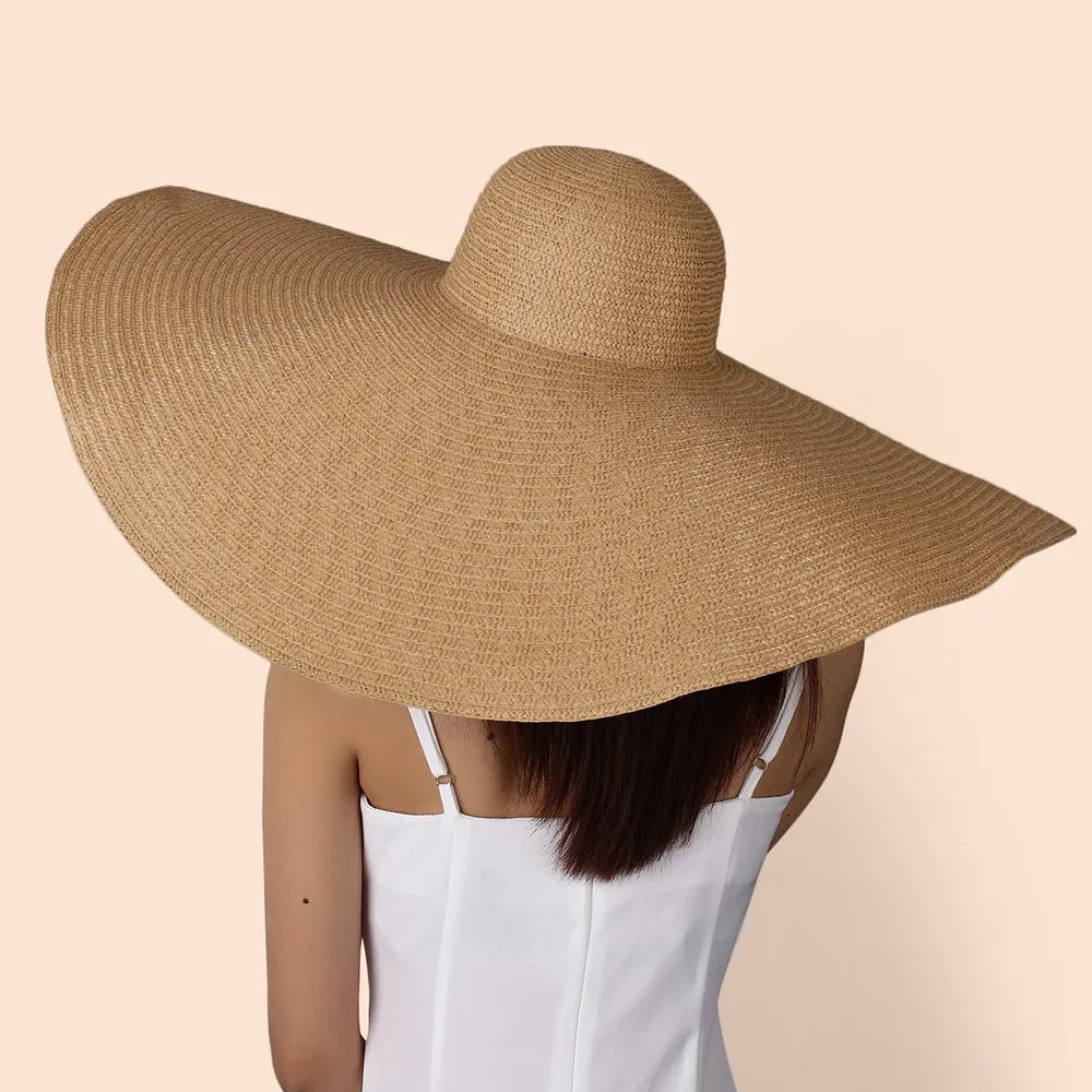 Women Summer Sun Protection Straw Hat Beach Oversized Brim Big Floppy Folding Sun Hat