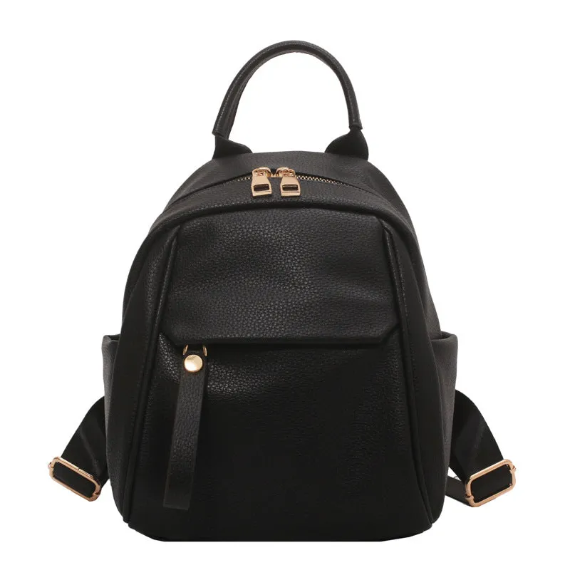 Women's Bag New Fashionable Korean Style Soft Leather Women's Backpack Fashionable Simple Artistic Travel Small Backpack Women's Bag Wholesale