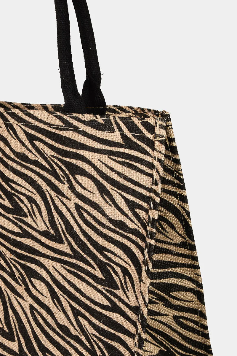 Zebra Print Hello Weekend Tote Bag